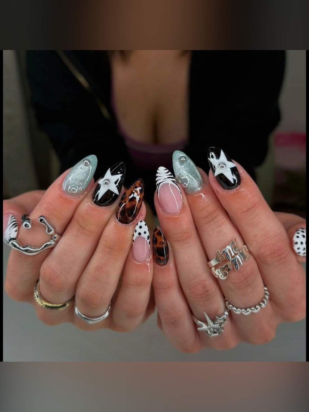 Assorted Black, White & Brown Women's Nail Art Set